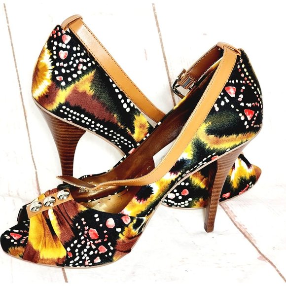 BCB Girls Studded Felt Multicolored High Heel 8B/38 Woman Shoe - Picture 8 of 16